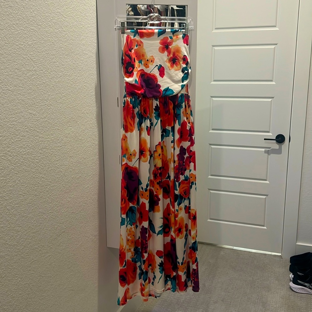 Strapless floral dress